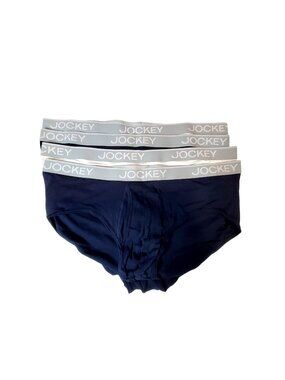 Jockey Essentials Size 2XL Briefs 4-Pack Navy & White Cotton Blend Underwear